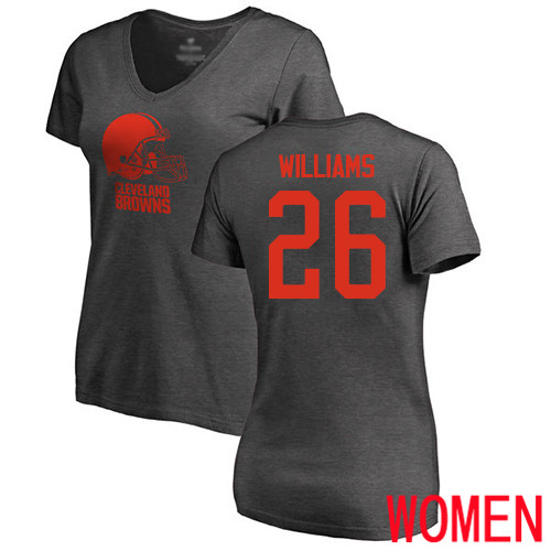 Cleveland Browns Greedy Williams Women Ash Jersey #26 NFL Football One Color T Shirt